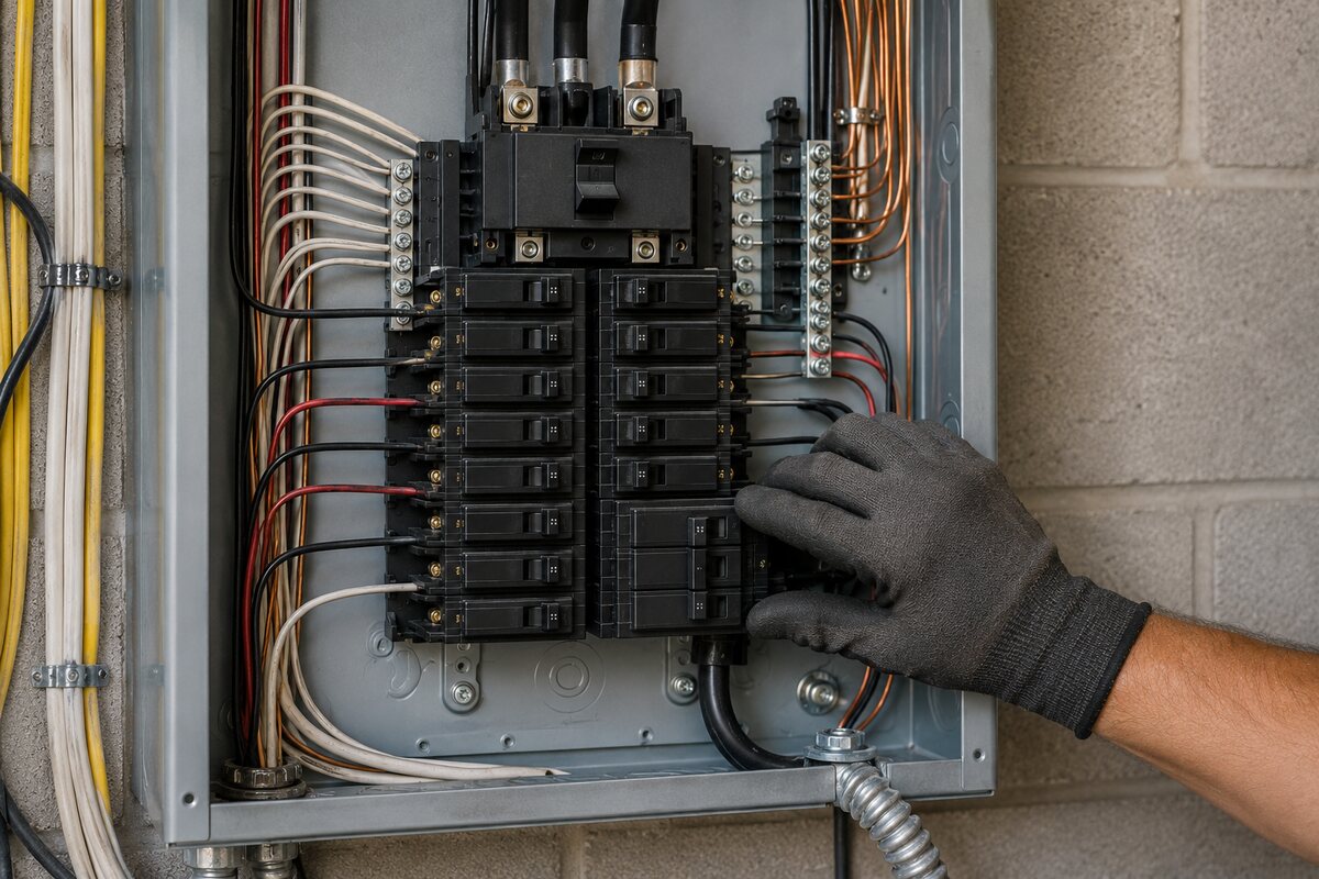 Dedicated 240-volt circuit and breaker sized for a home EV charger