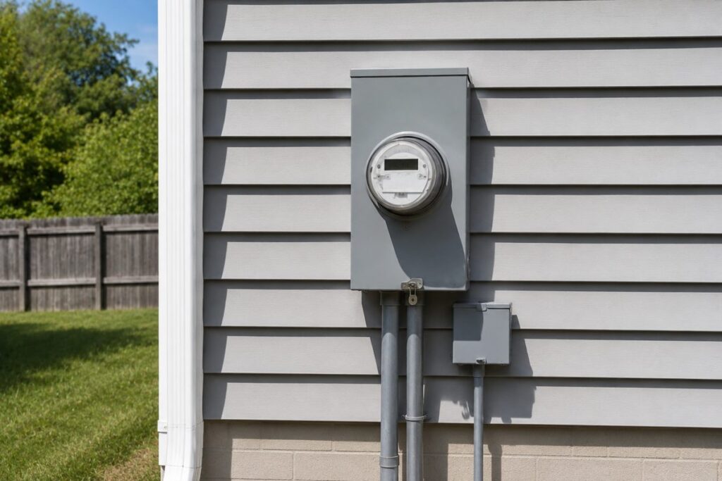 Finished electrical meter base and service entrance after a professional upgrade